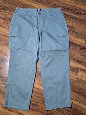 Lands End Women’s Light Green Pockets Straight Leg Pants Sz 16W Stretch Casual
